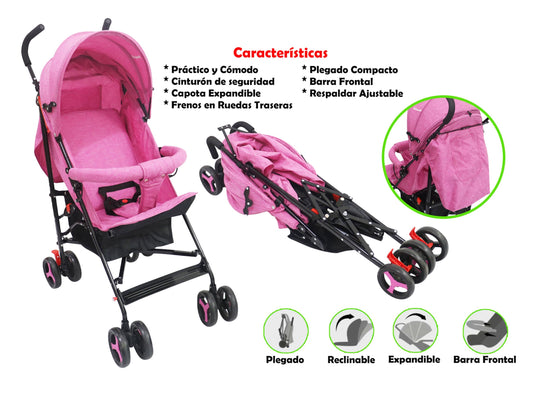 Coche paragua rosado