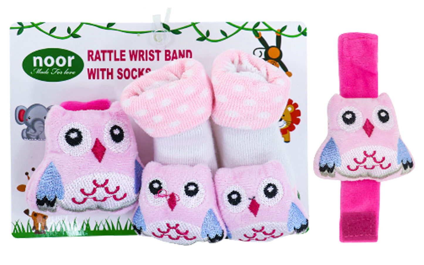 Set de muñequera, sonajero y medias