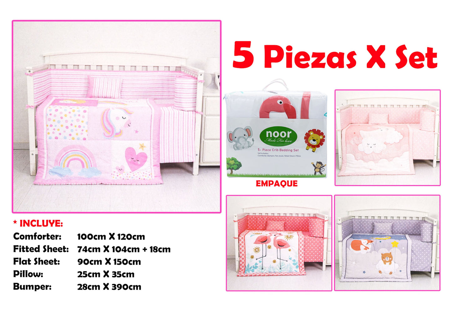 Set de 5 piezas para cuna