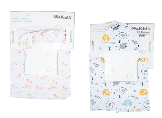 Set de cobija, gorro y vincha